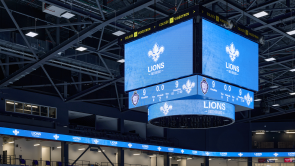 XYZ-Technologies_Colisee-Videotron-Trois-Rivieres-four-sided scoreboard-Perched-in-the-center-of-the-main-ice-rink