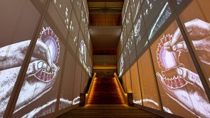 XYZ-Technologies_Expo-25-Osaka-Bahrain_Exhibition-entrance-sea-shells-and-pearls-projection